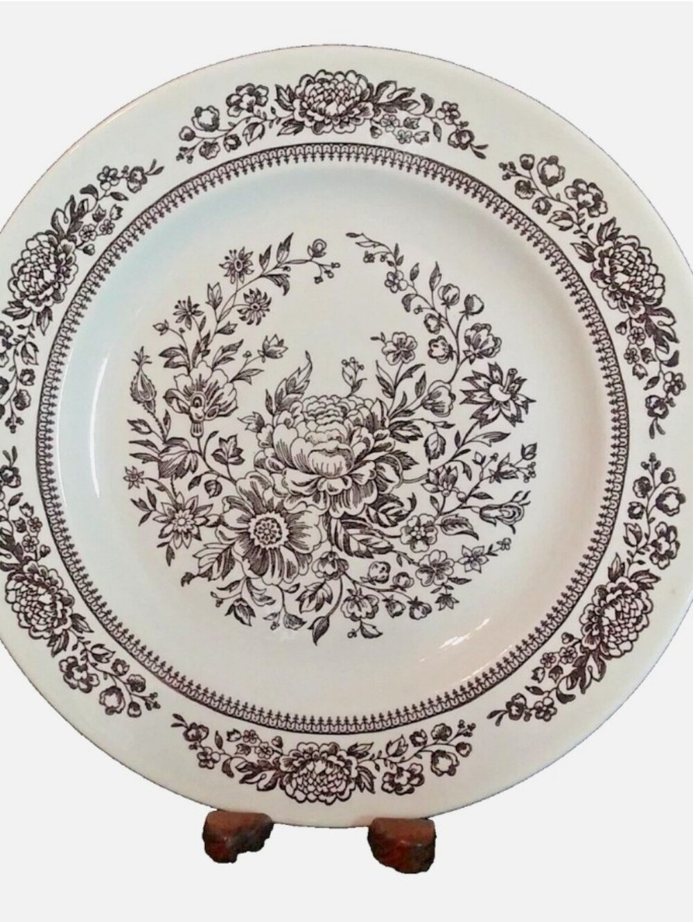 Sale 'til 4pm - Sussex Cavalier Brown Floral on Cream Dinner Plate
